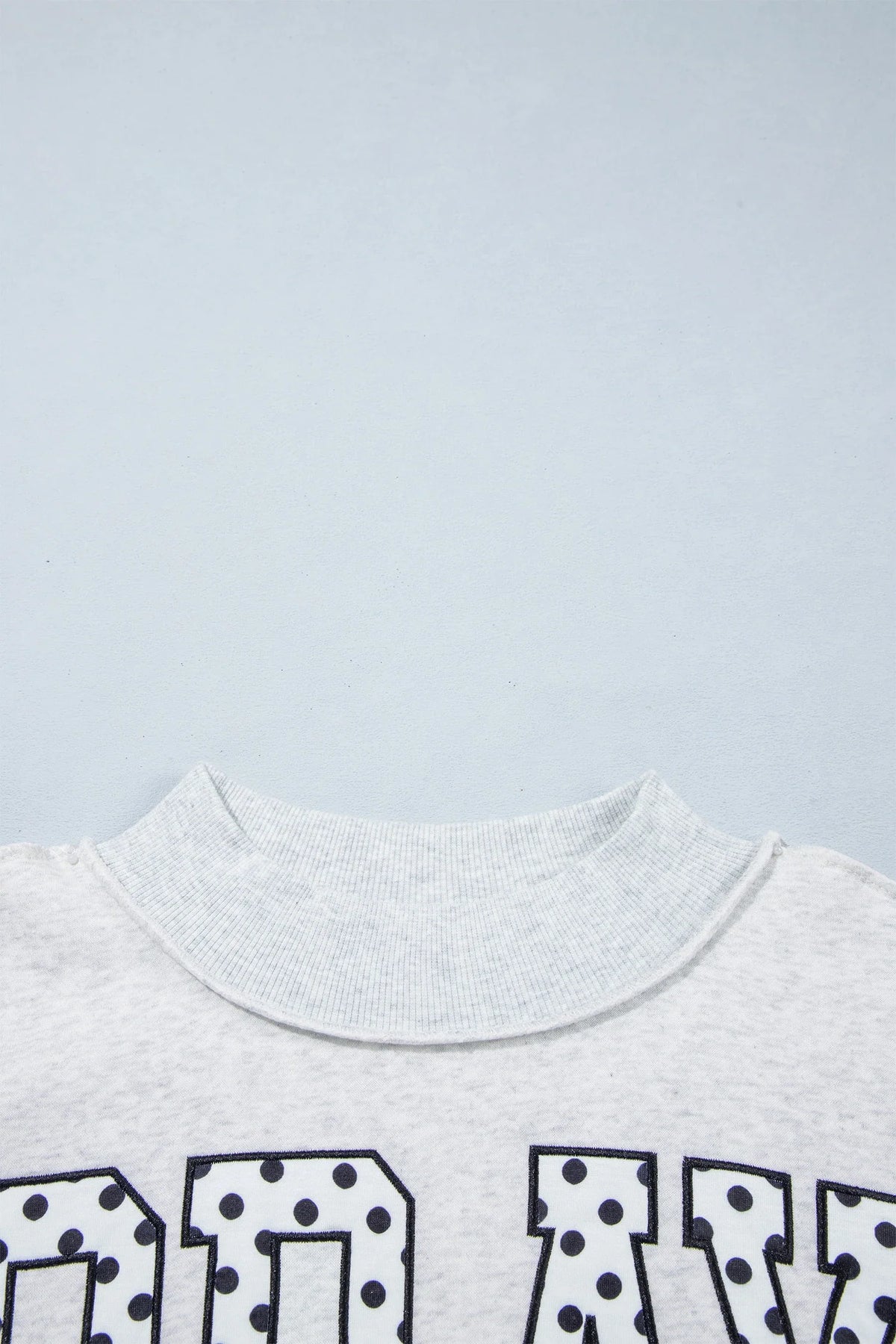 Pray Polka Dot Embroidered Mock Neck Long Sleeve Sweatshirt