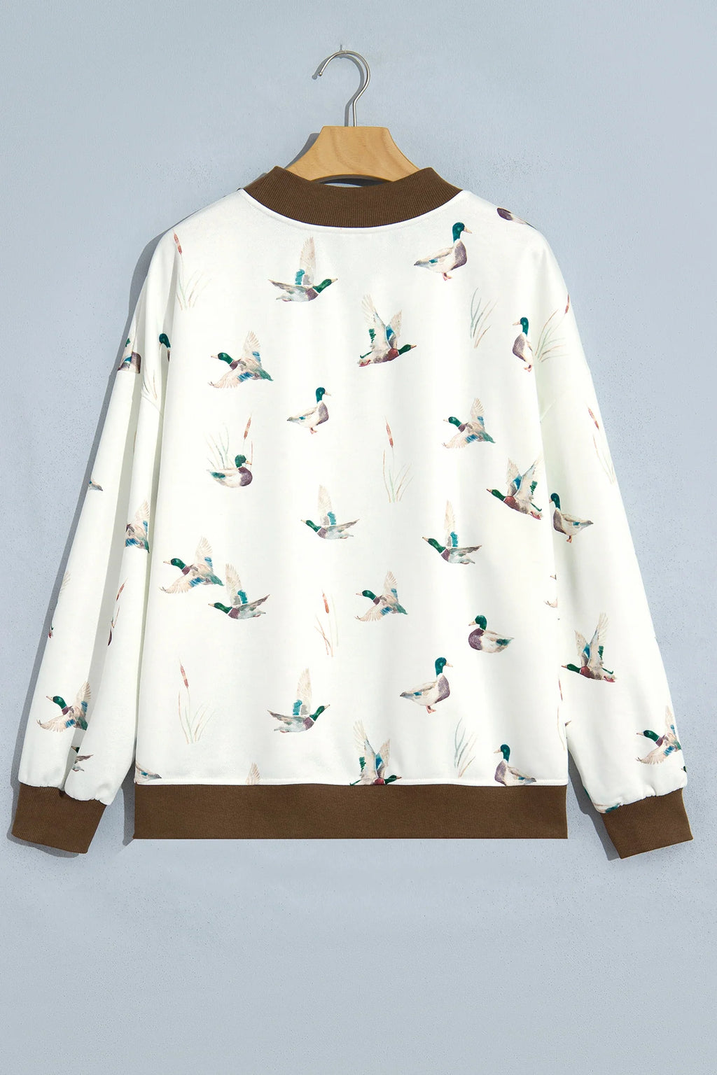 MALLARD/HOWDY Letter Print Baggy Mock Neck Sweatshirt