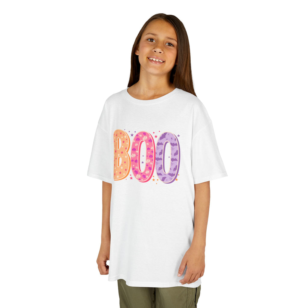 Colorful "BOO" Ghostly Letters - Kids Halloween Tee