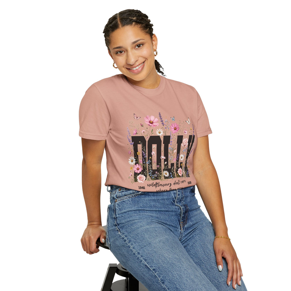 DOLLY Floral Band Tee — Vintage Country Music Tribute Shirt