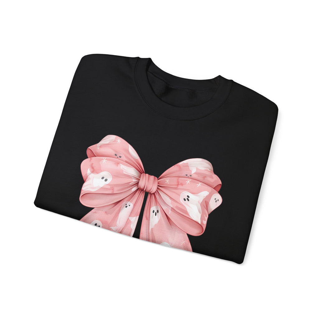 Pink Bow Sweatshirt – Cute Ribbon Graphic Crewneck for Women & Teens
