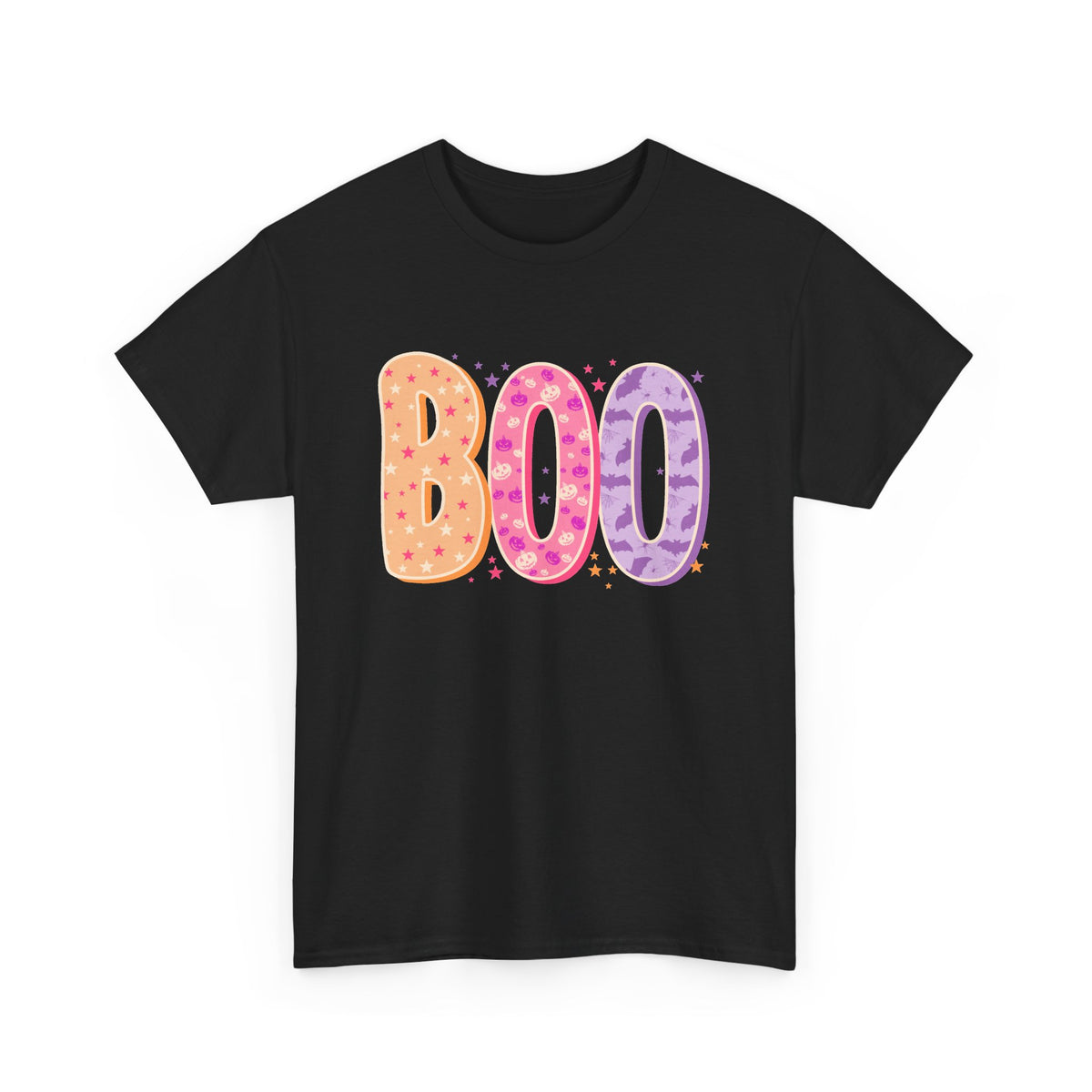 BOO Halloween Tee — Colorful Pastel Ghost Letter T-Shirt