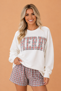Christmas Merry Plaid Long Sleeve Top & Shorts Set
