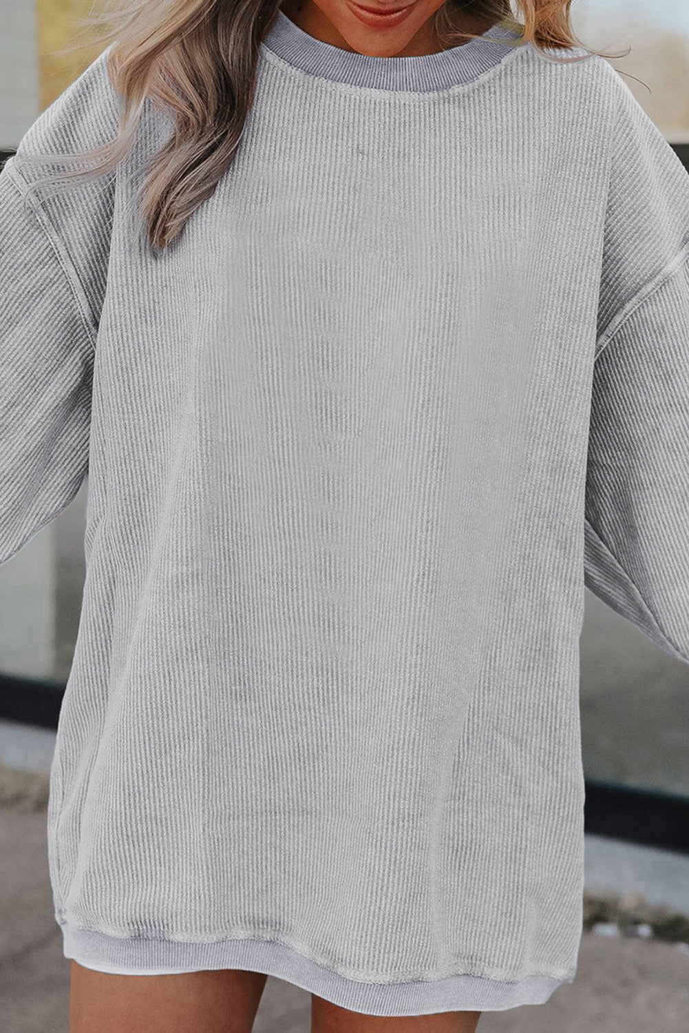 Orange Ribbed Corduroy Oversized Sweatshirt