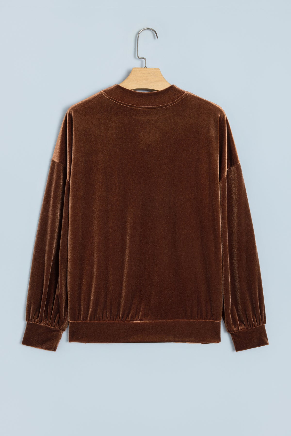 Burgundy Christmas Velvet Graphic Print Long Sleeve Sweatshirt