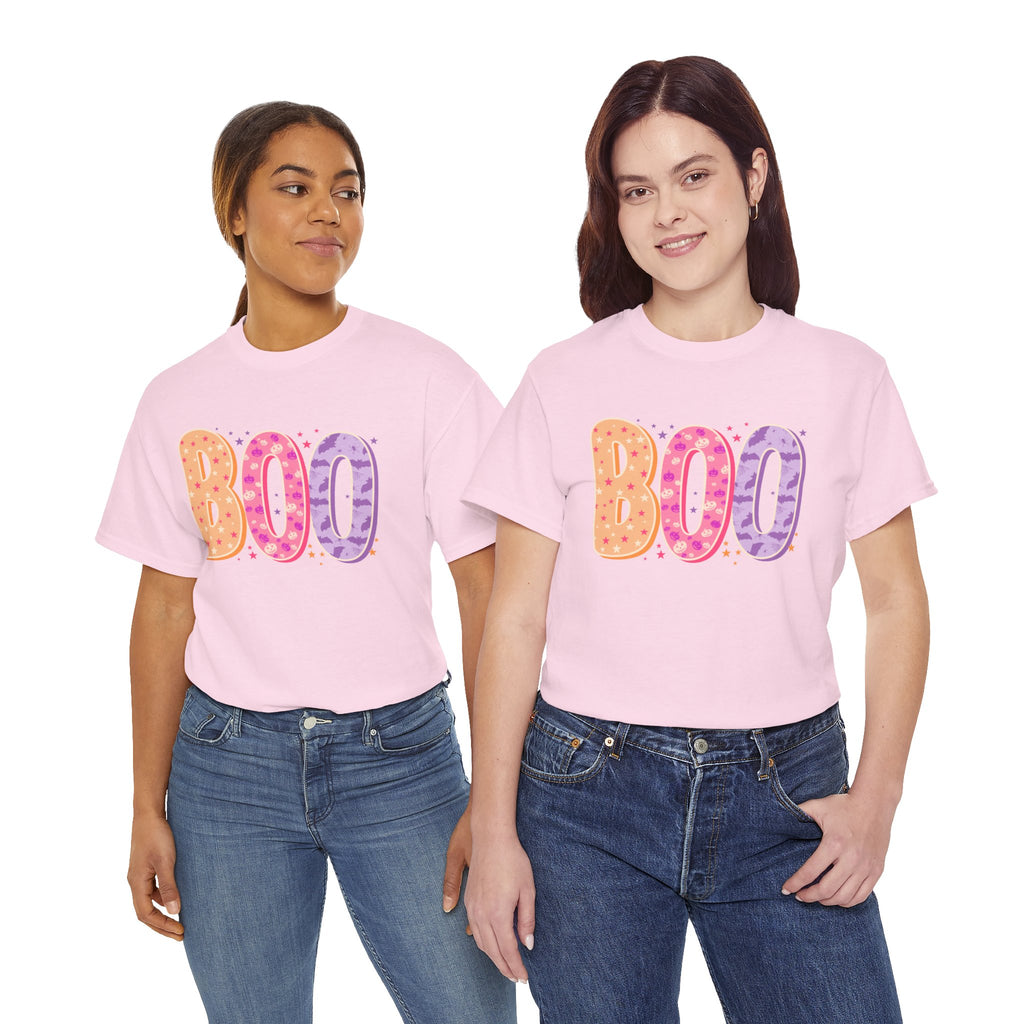 BOO Halloween Tee — Colorful Pastel Ghost Letter T-Shirt