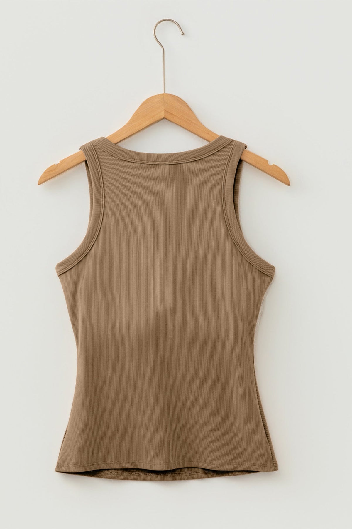 Solid Ribbed Knit Padded Tank Top