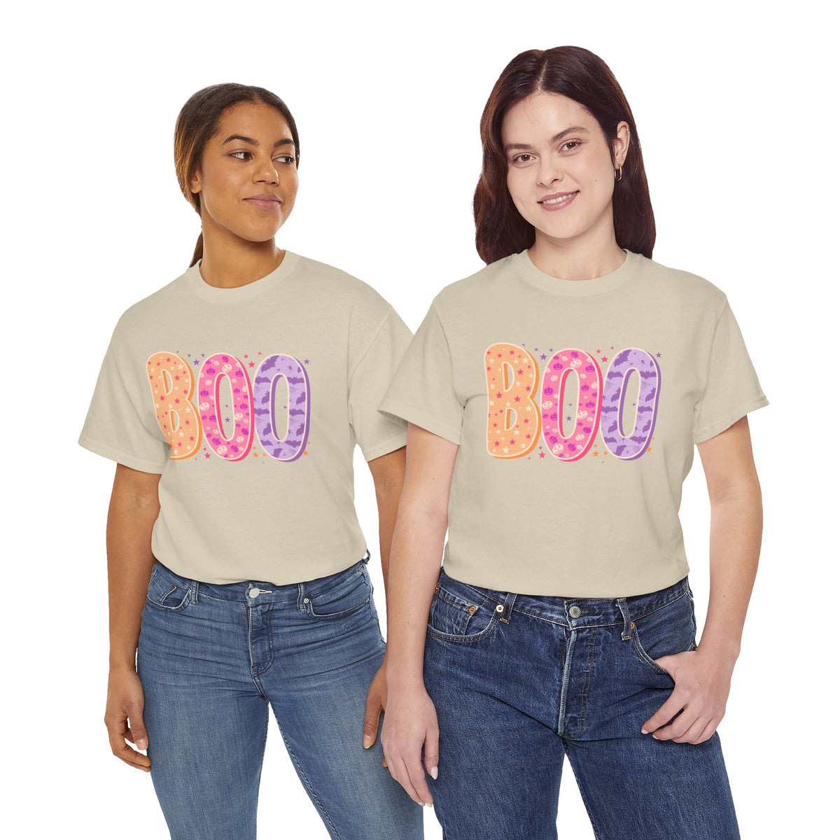 BOO Halloween Tee — Colorful Pastel Ghost Letter T-Shirt