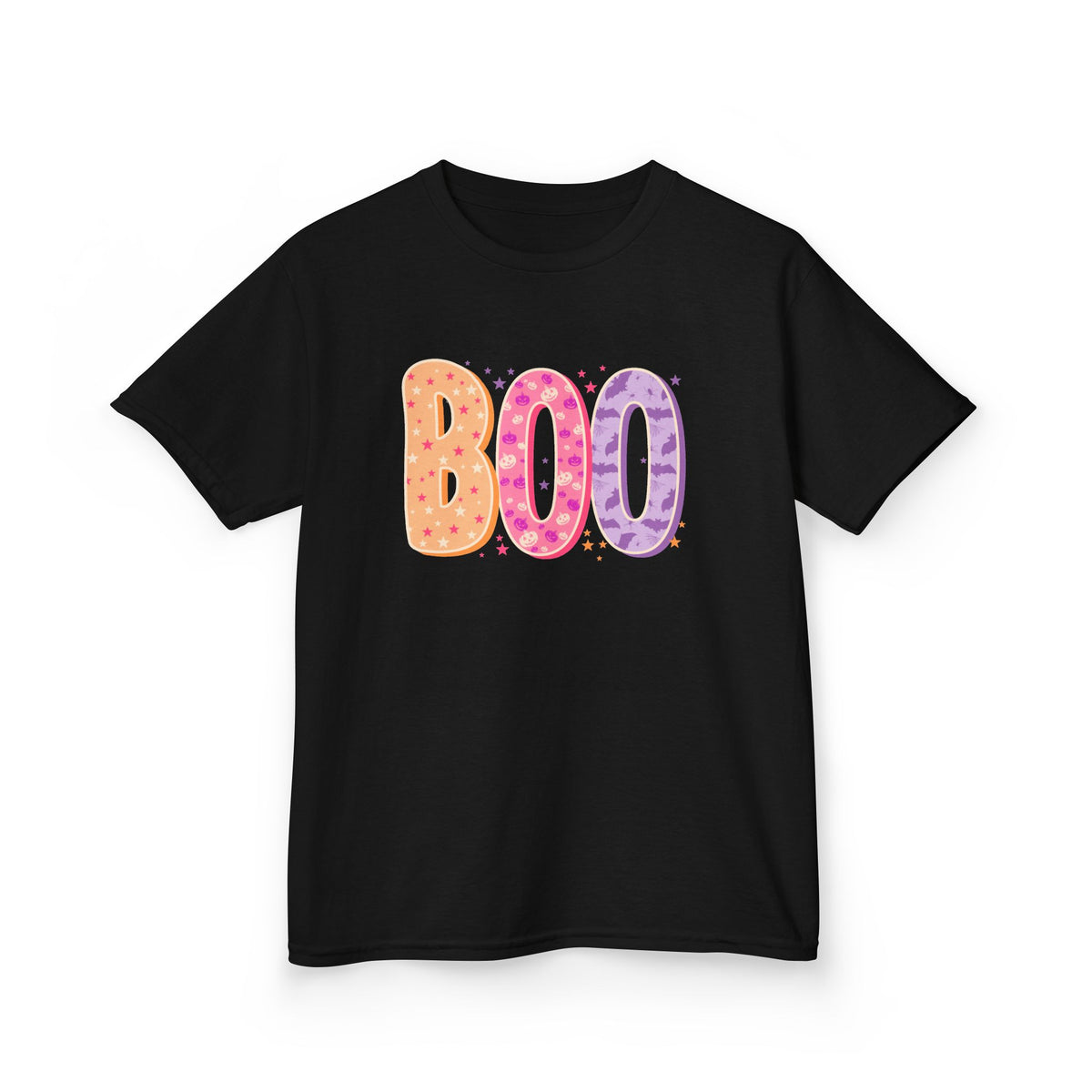 Colorful "BOO" Ghostly Letters - Kids Halloween Tee