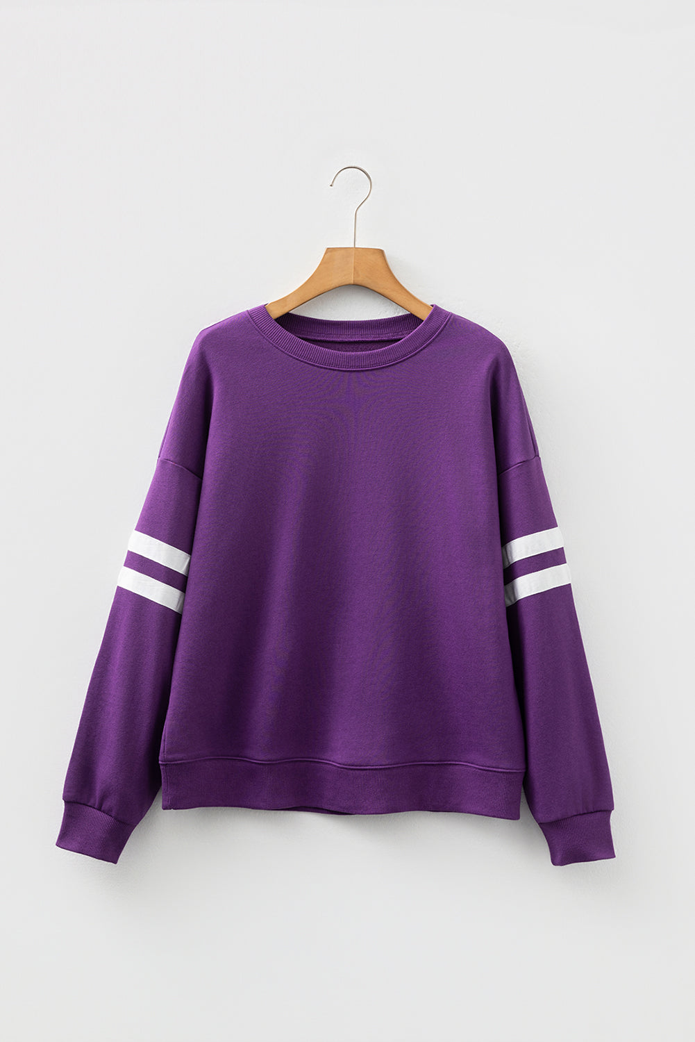 White Varsity Striped Detail Drop Shoulder Oversized Sweatshirt