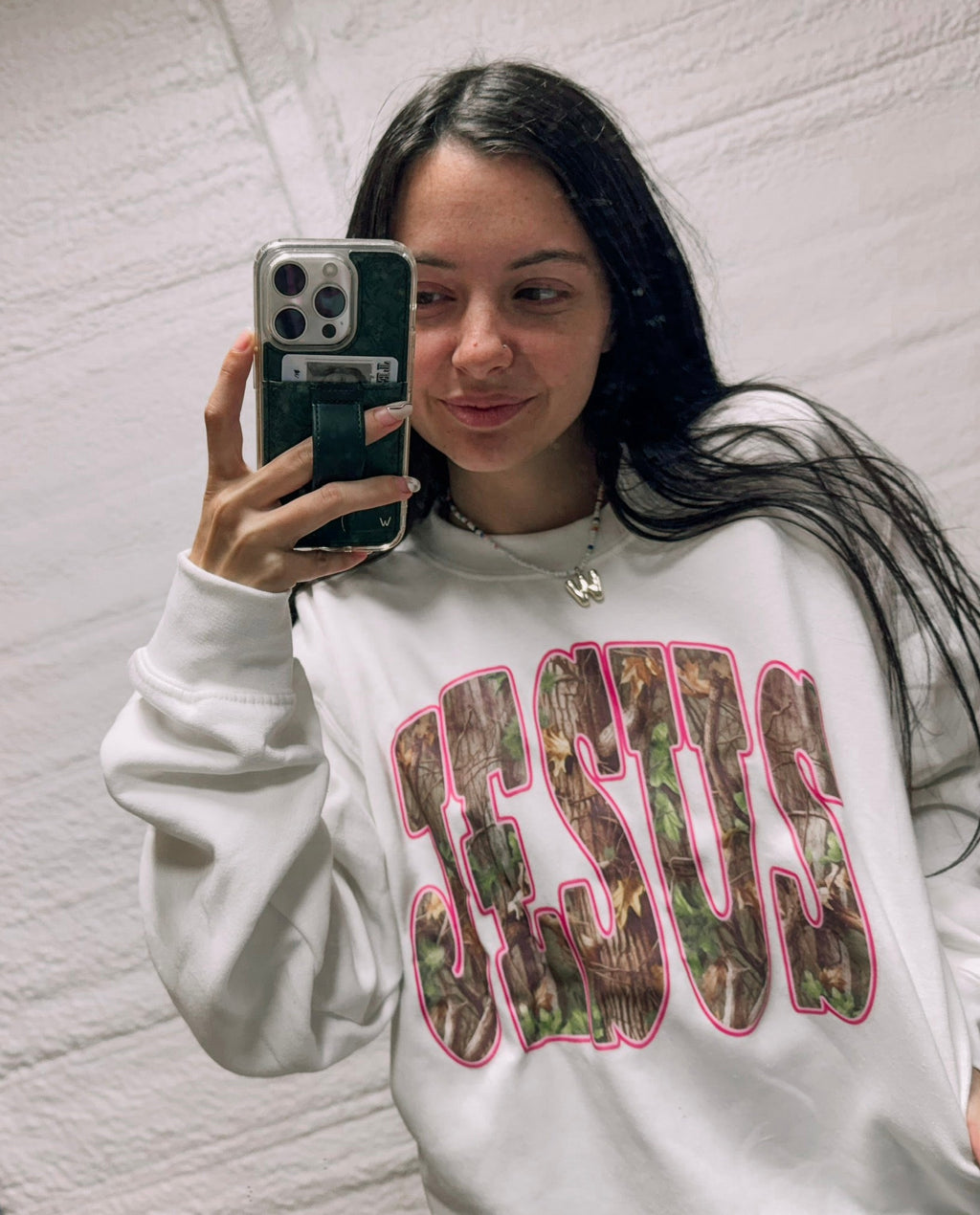 Camo Jesus hot pink outline tee or sweatshirt