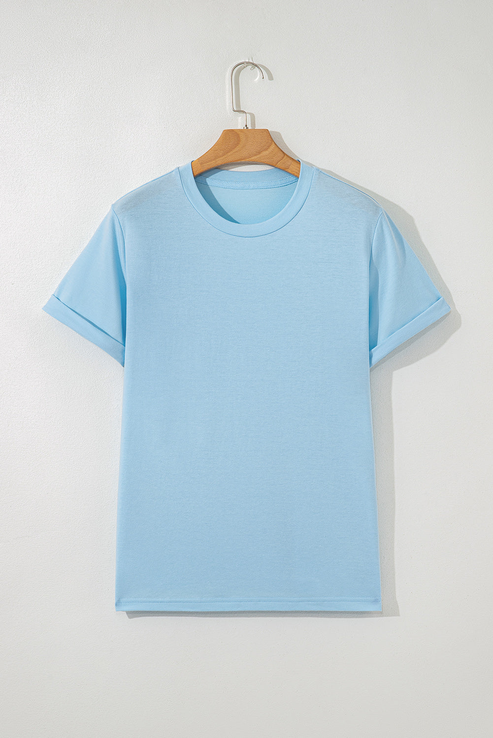 Tillandsia Purple Casual Plain Crew Neck Tee