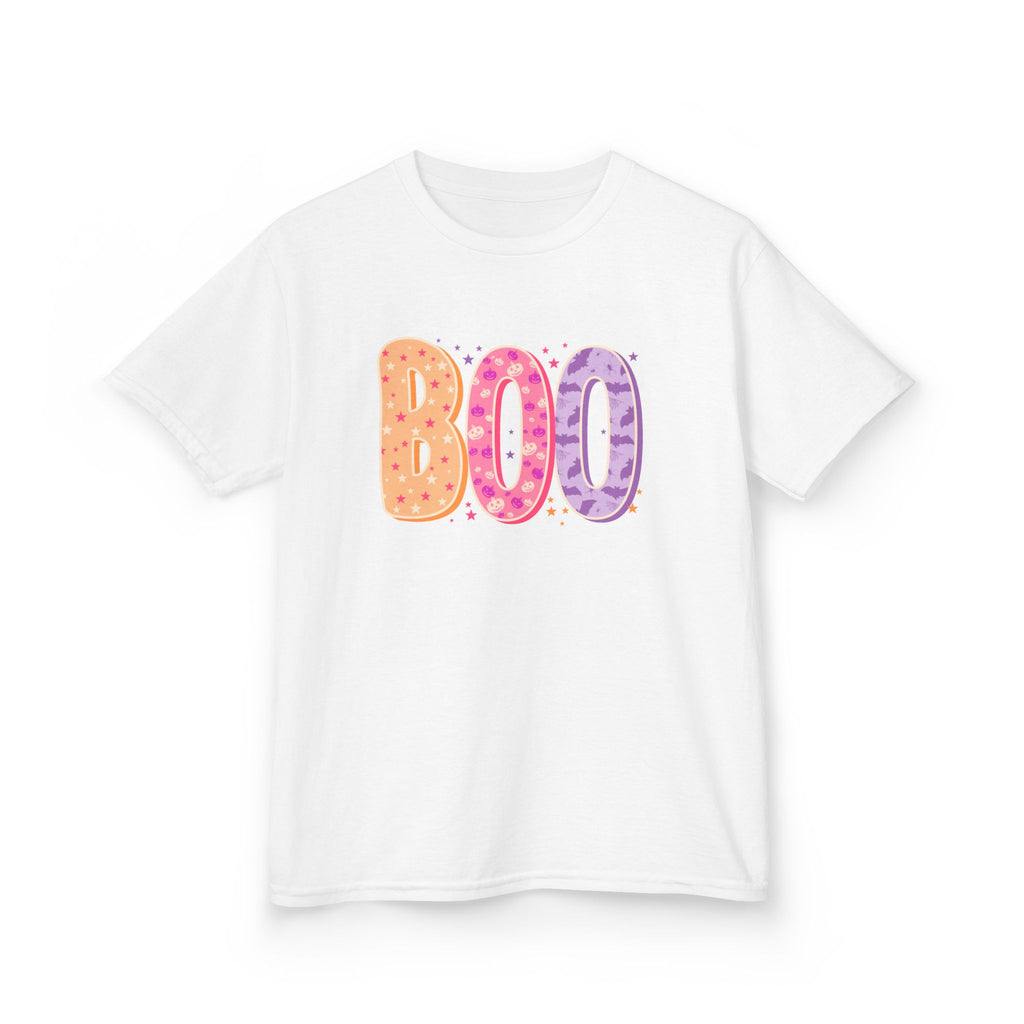 Colorful "BOO" Ghostly Letters - Kids Halloween Tee