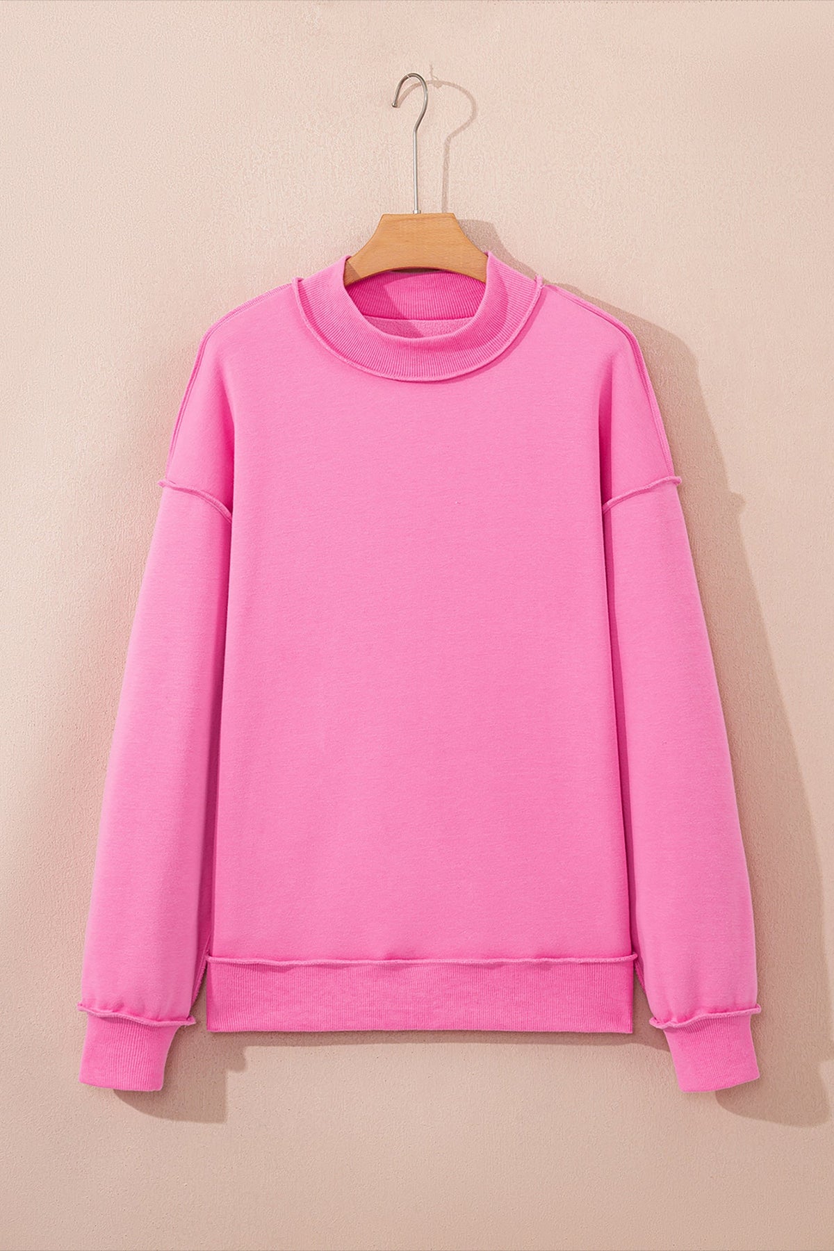 Plus Size Solid Reversible Exposed Seam Sweatshirt