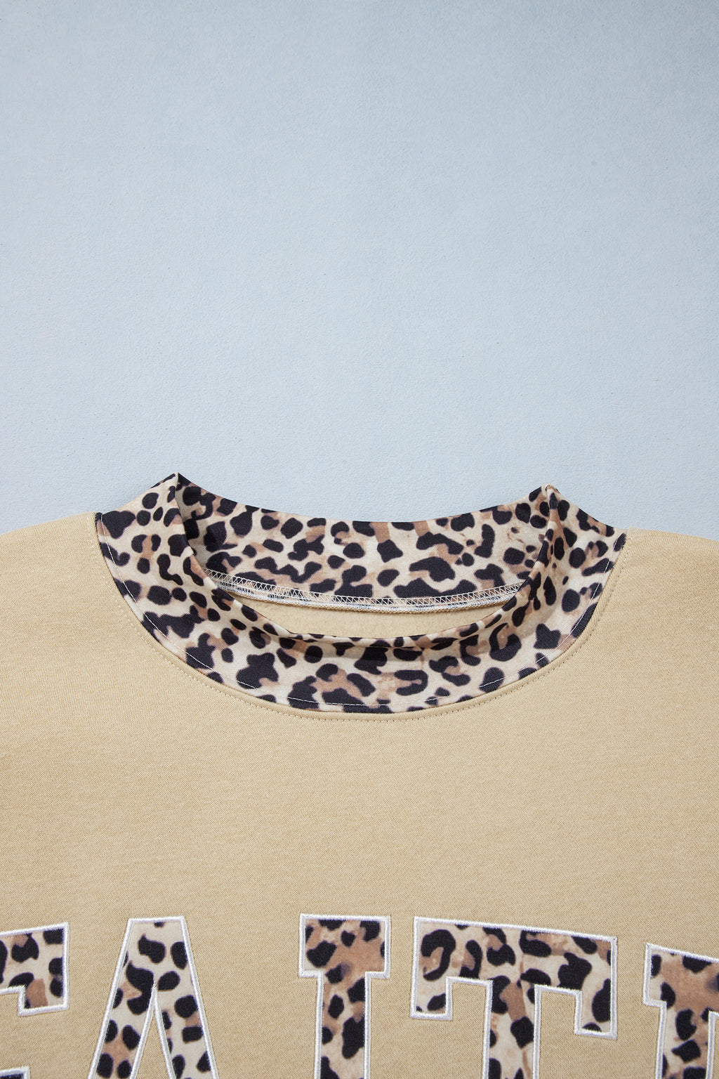 Coffee Plus Size Polka Dot Trim Mock Neck BLESS Graphic Sweatshirt