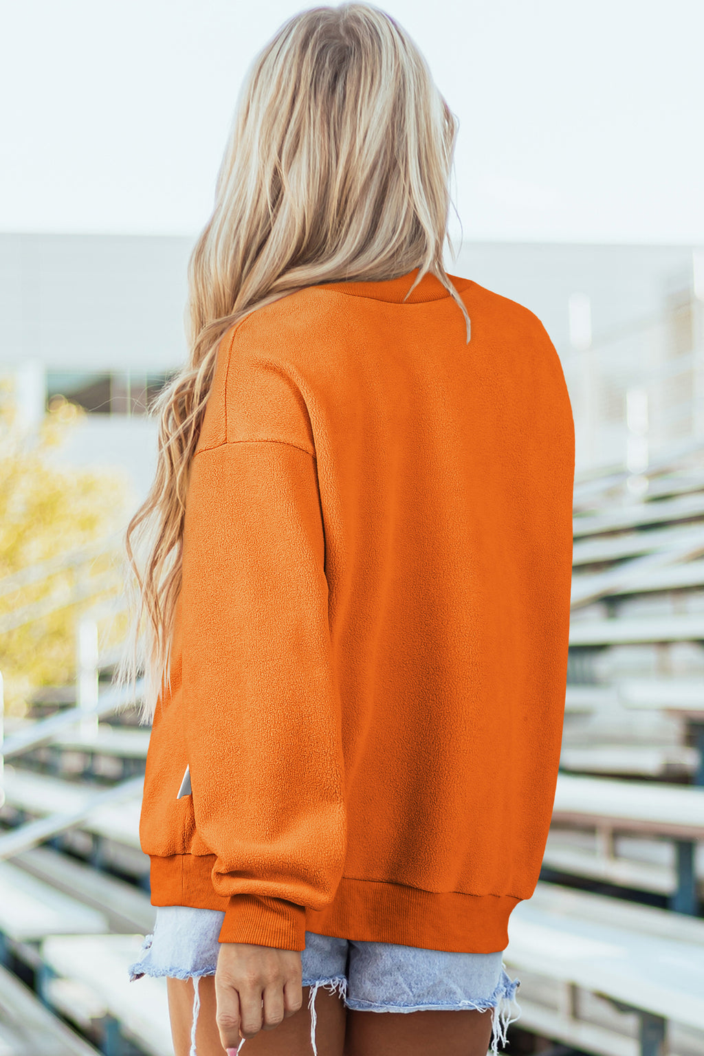 Bluing Oversize Drop Shoulder Reversible Mock Neck Sweatshirt