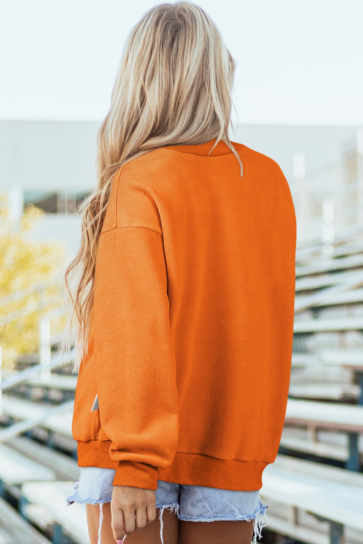 Bluing Oversize Drop Shoulder Reversible Mock Neck Sweatshirt