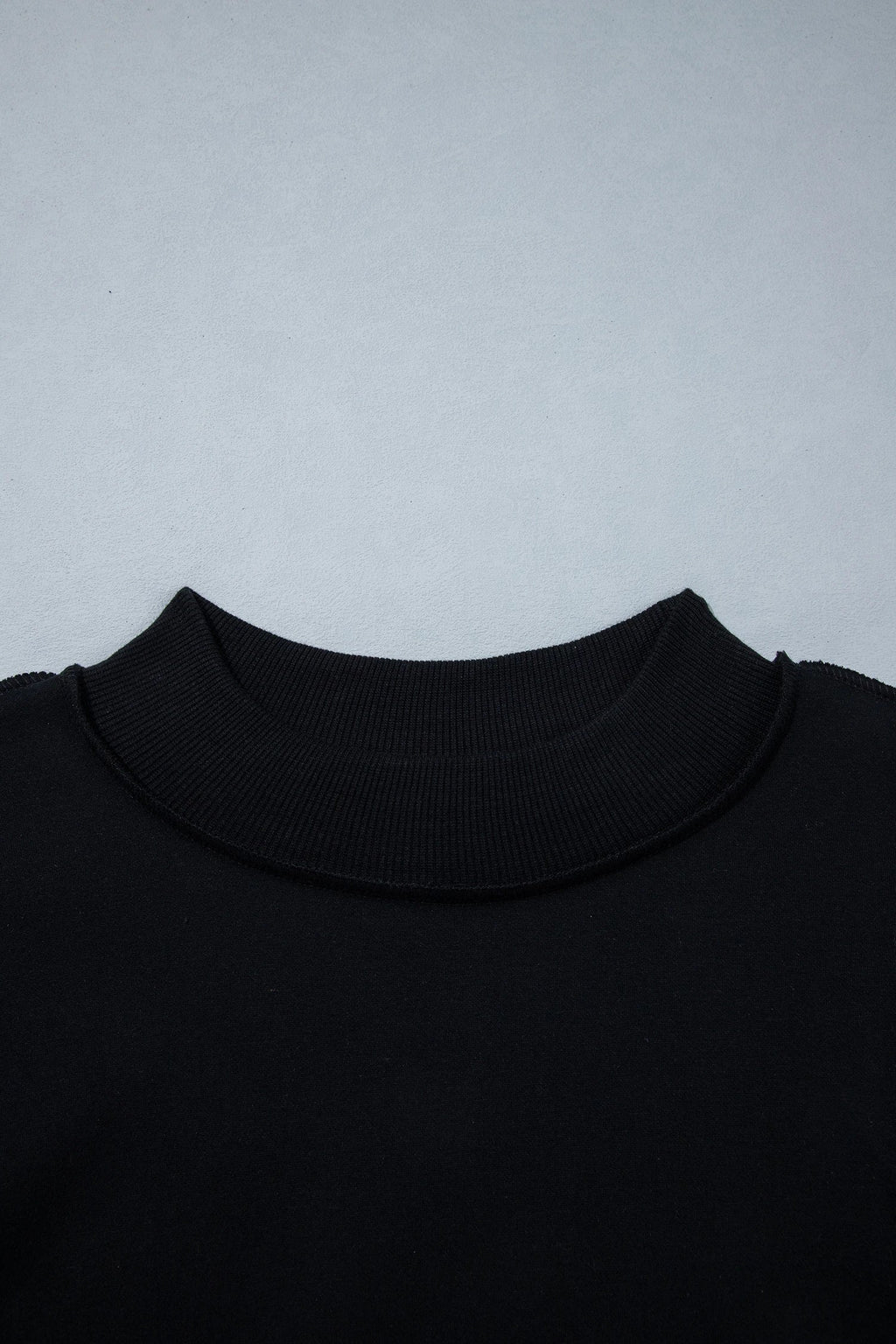 Solid Mock Neck Drop Shoulder Oversize Sweatshirt