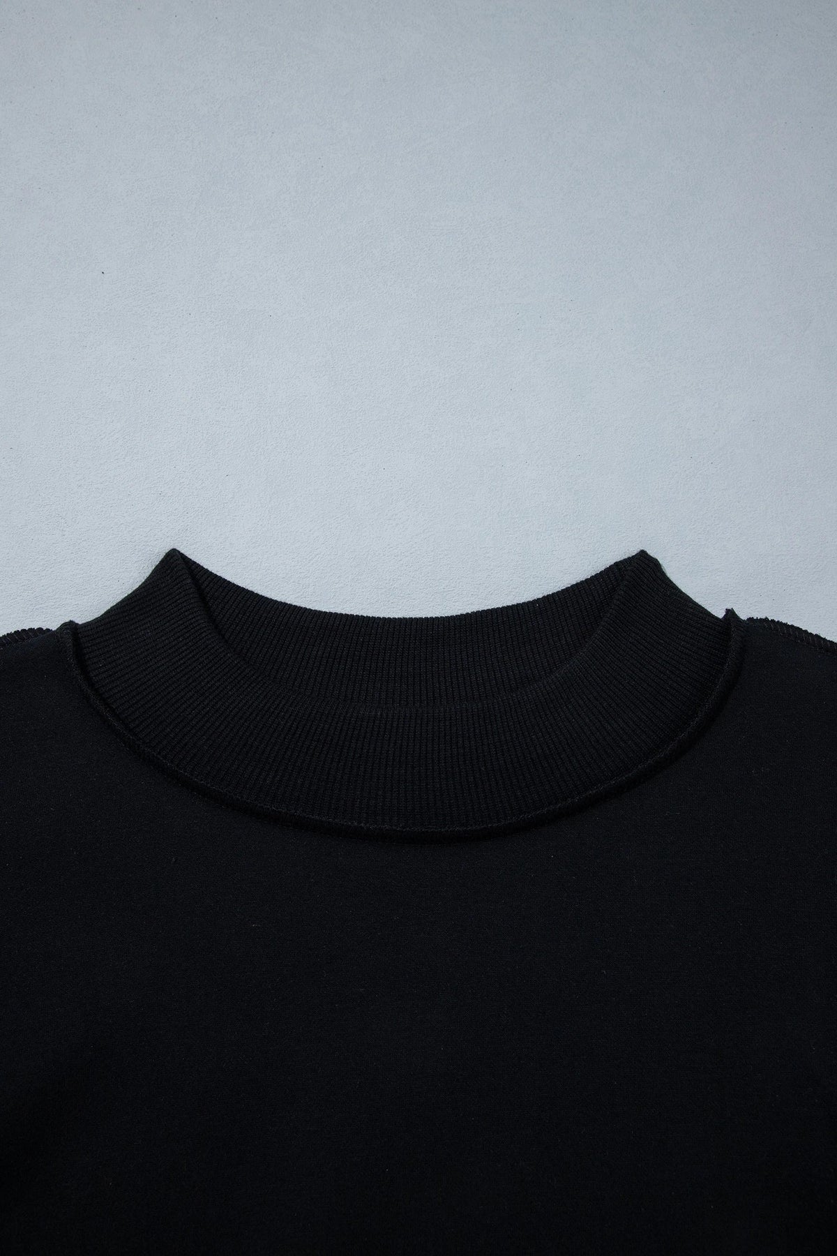Solid Mock Neck Drop Shoulder Oversize Sweatshirt