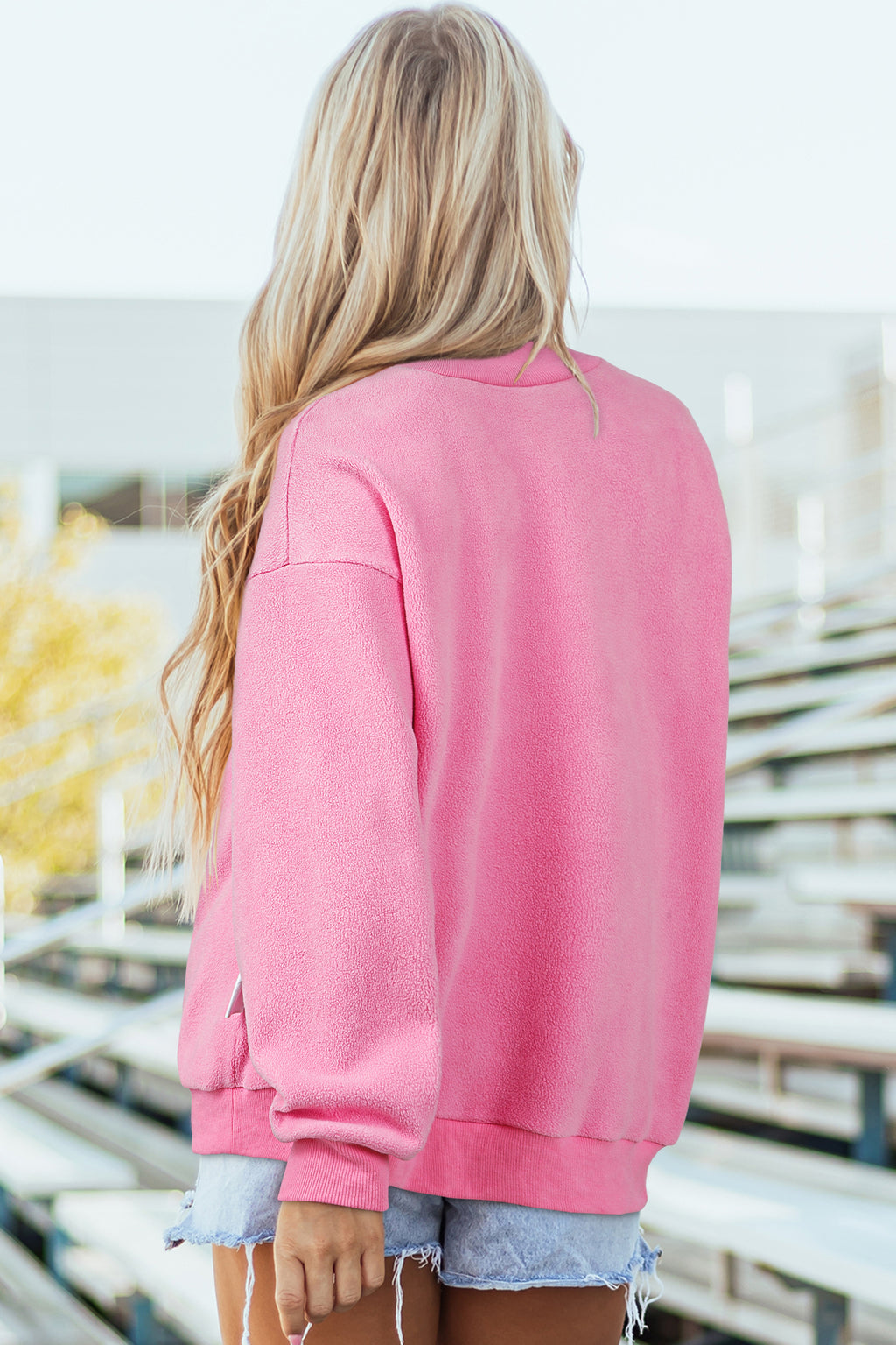Bluing Oversize Drop Shoulder Reversible Mock Neck Sweatshirt