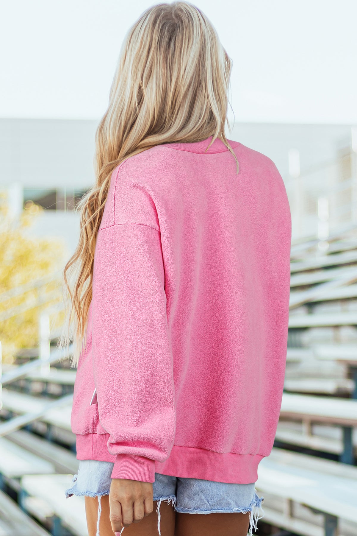 Bluing Oversize Drop Shoulder Reversible Mock Neck Sweatshirt