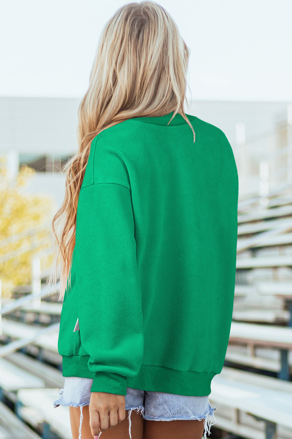 Bluing Oversize Drop Shoulder Reversible Mock Neck Sweatshirt