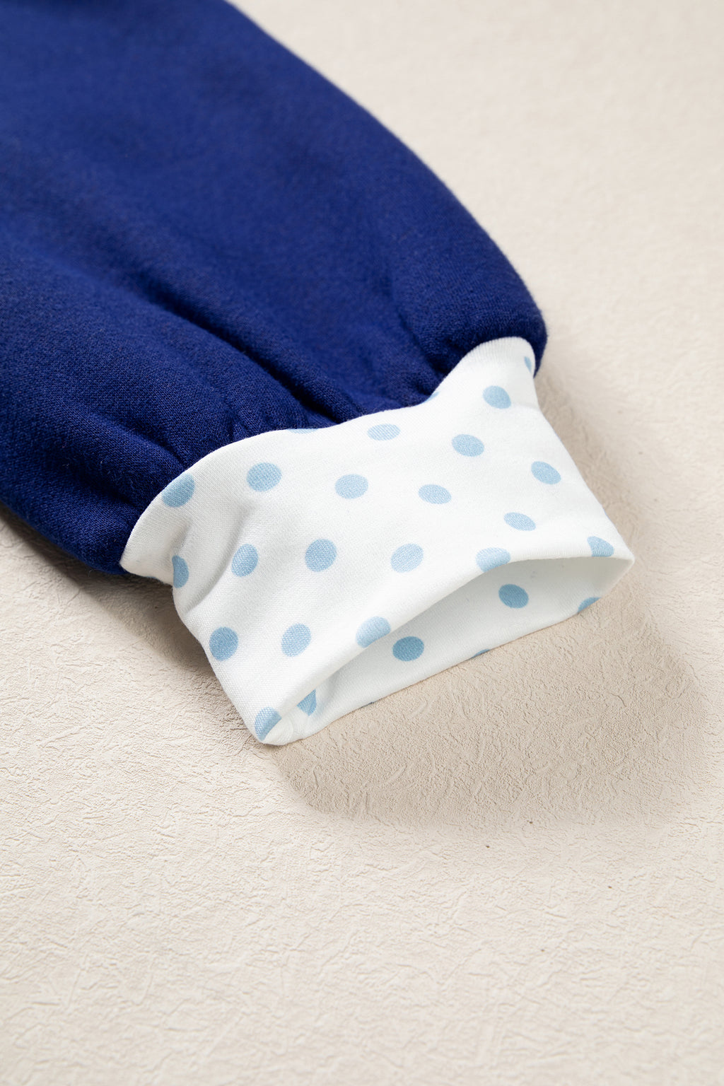Dirty blue Polka Dot Trim High Neck GRACE Letter Graphic Baggy Sweatshirt