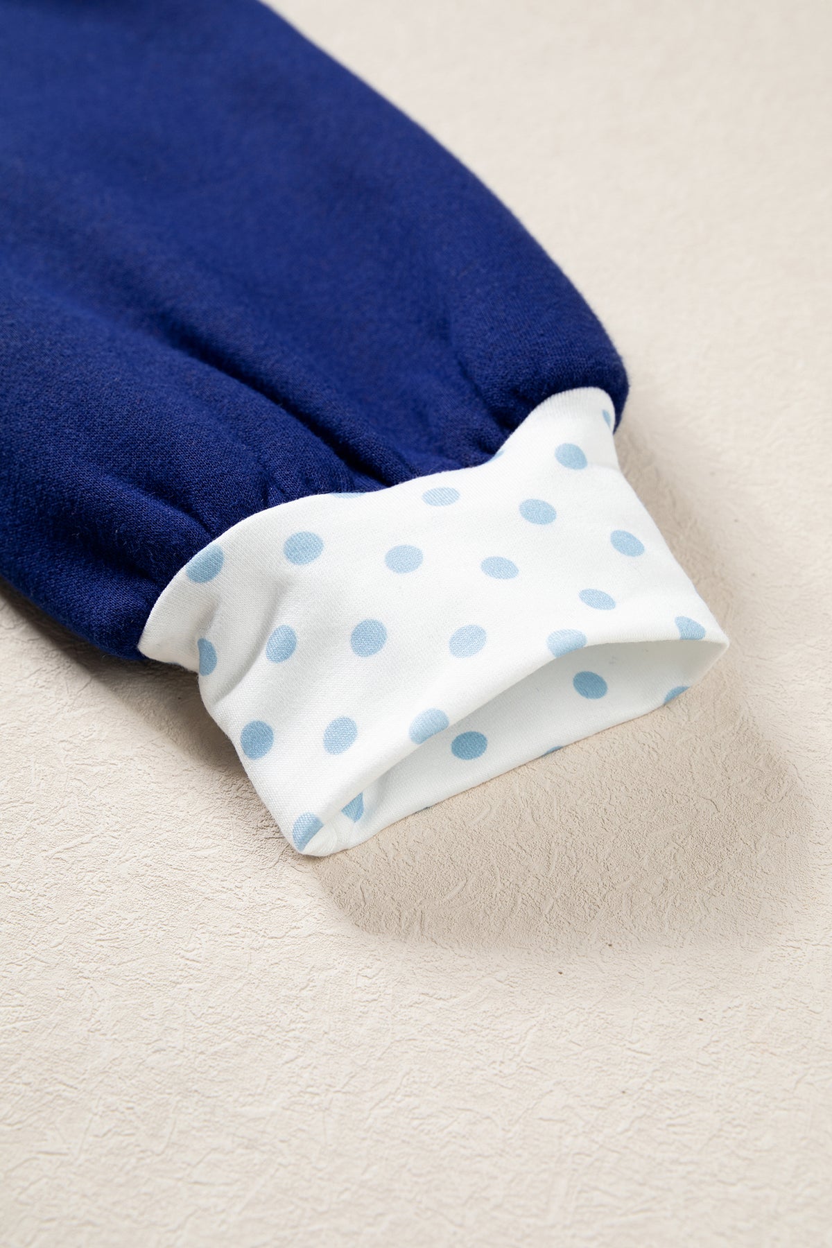 Dirty blue Polka Dot Trim High Neck GRACE Letter Graphic Baggy Sweatshirt