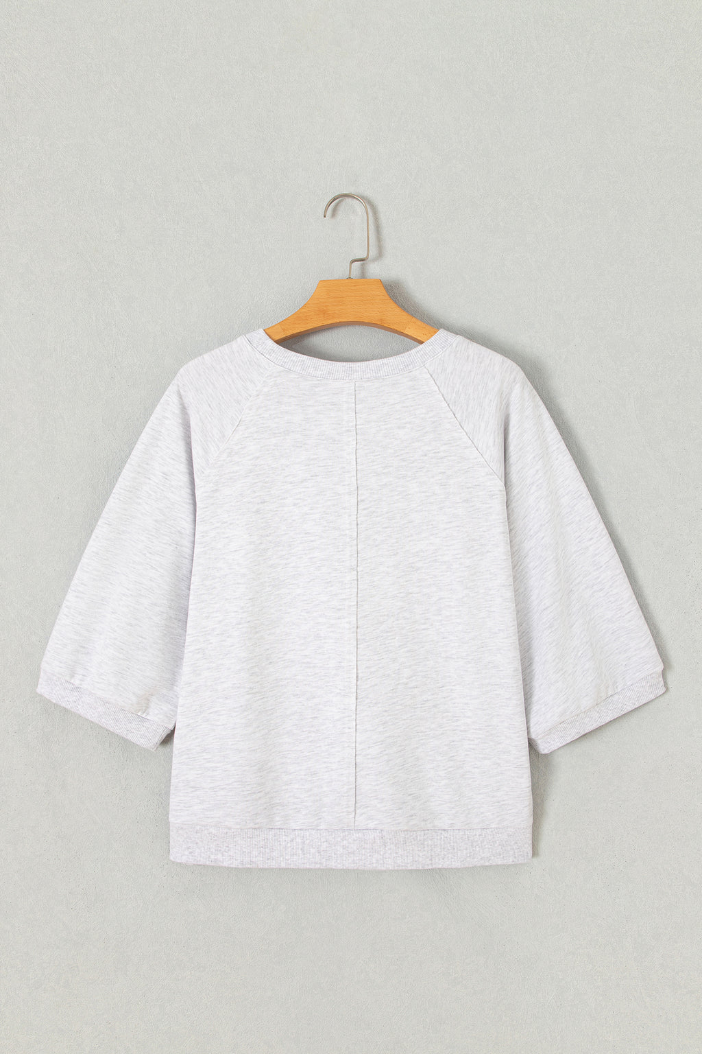 Light Grey GOD IS GOOD Patchwork Applique Relaxed 3/4 Sleeve Tunic Top