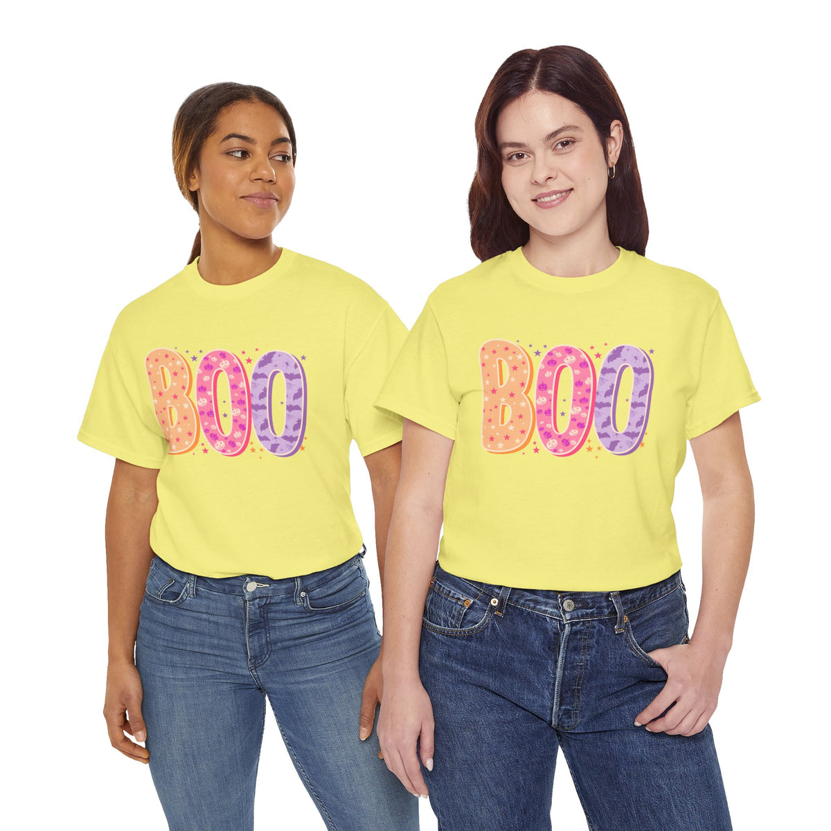 BOO Halloween Tee — Colorful Pastel Ghost Letter T-Shirt