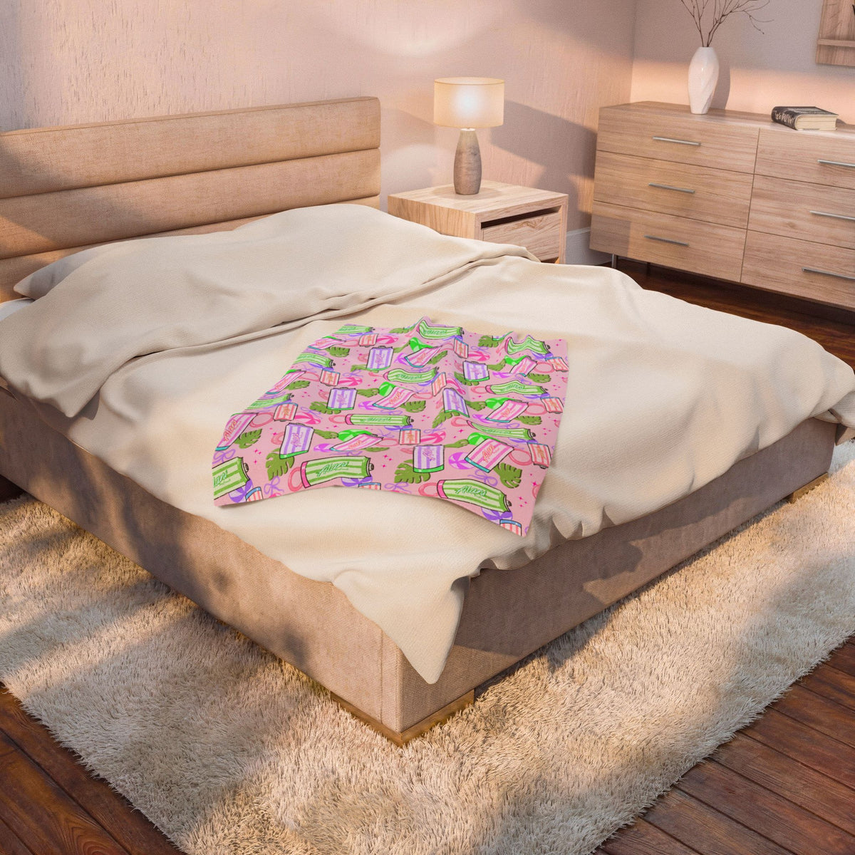 Plush Blanket — Pastel Energy Drink Pattern