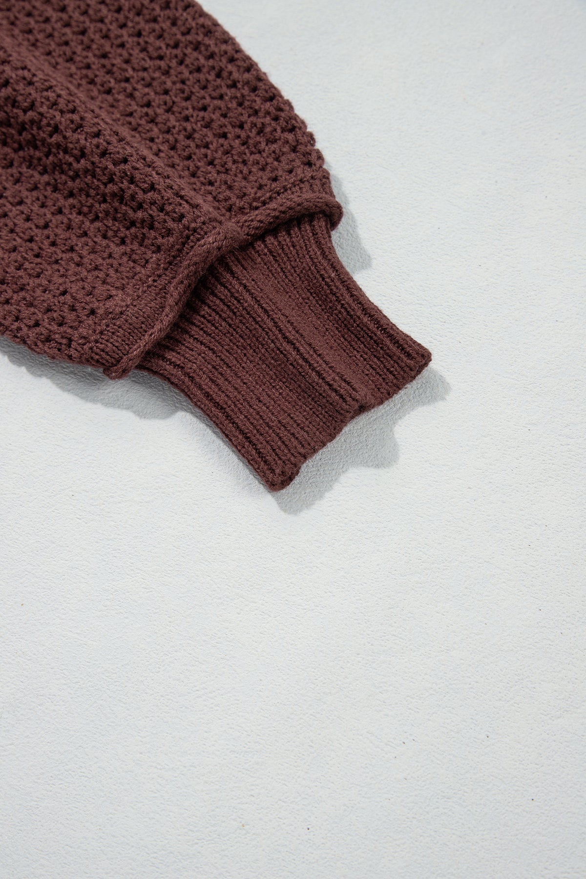 Brown Checkered Pattern Knit Loose Pullover Sweater