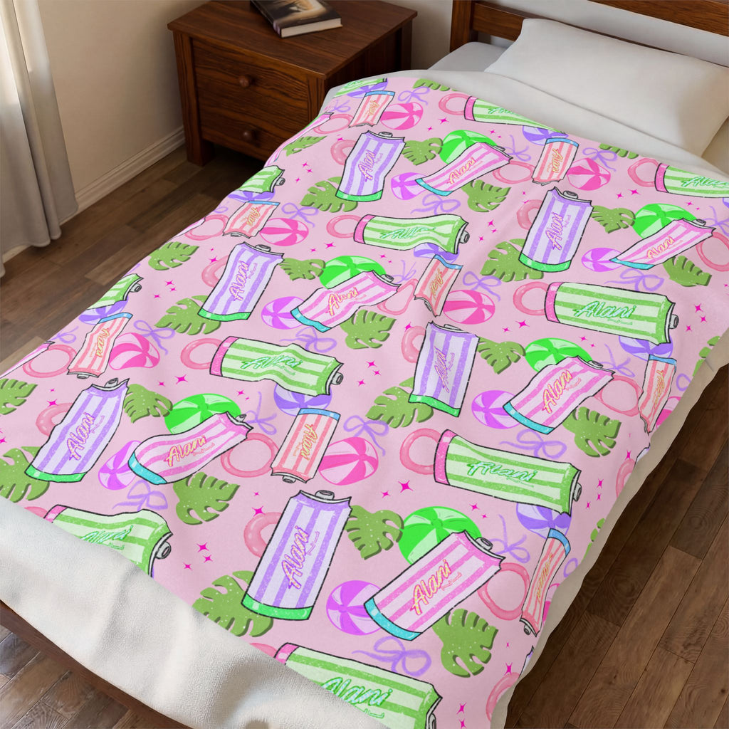 Plush Blanket — Pastel Energy Drink Pattern