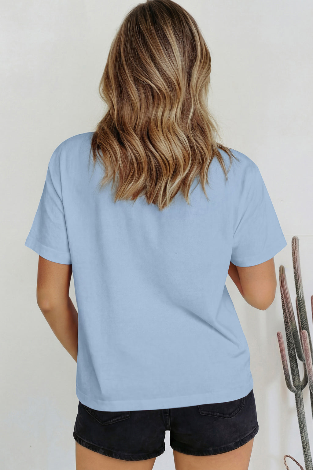 Dark Blue Solid Color High Neck Oversize Tee