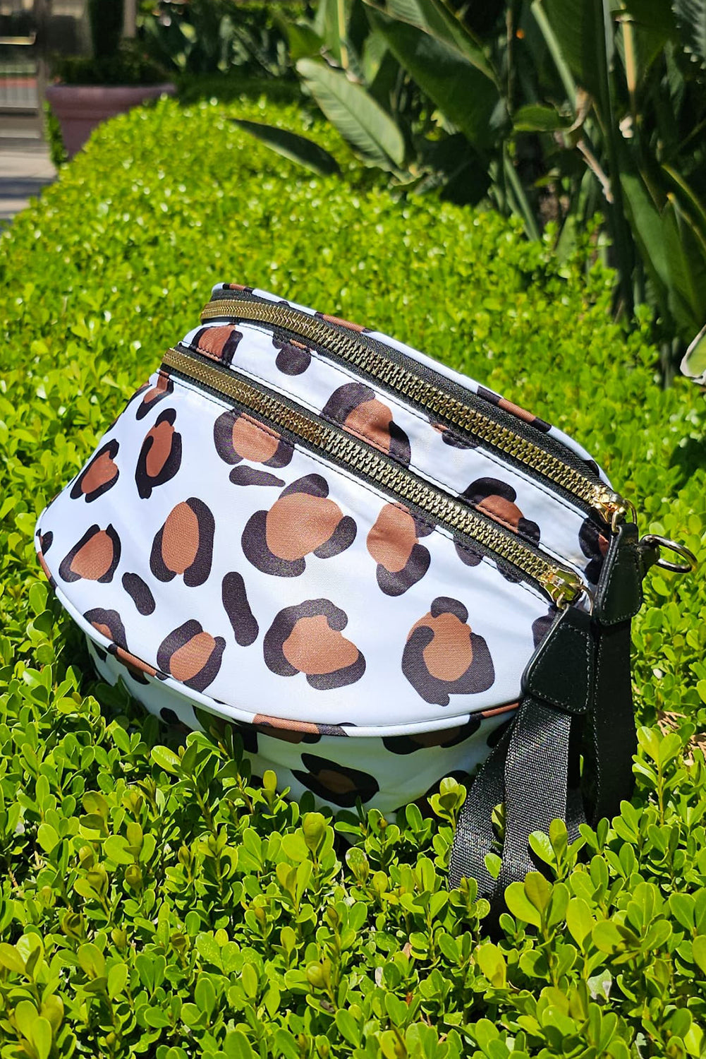 Blackish Green Checkered Print Wide Strap Large Crossbody Bag