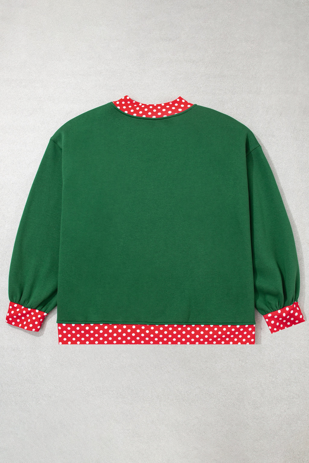 Red Polka Dot Patchwork Round Neck Plus Size Sweatshirt