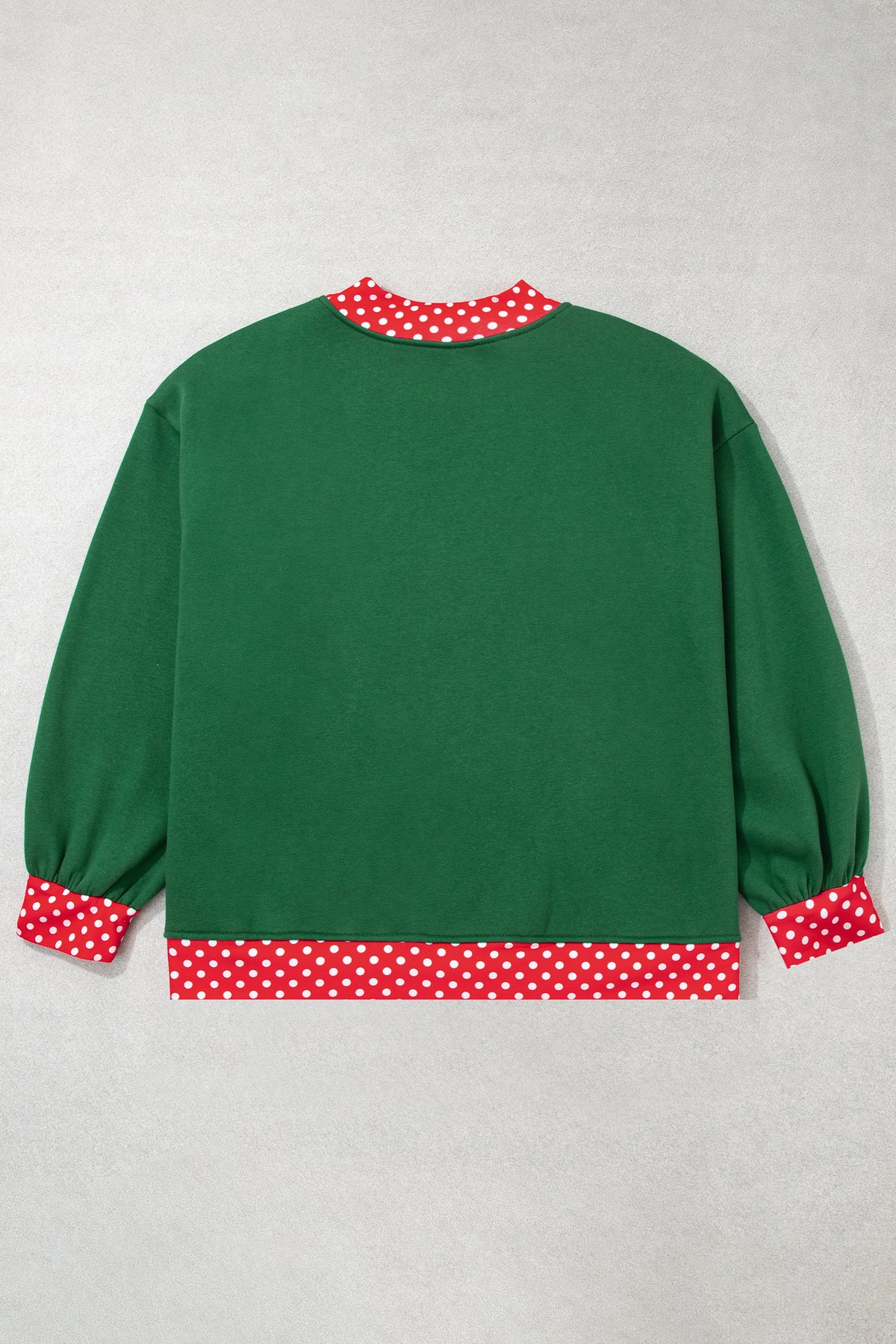 Red Polka Dot Patchwork Round Neck Plus Size Sweatshirt