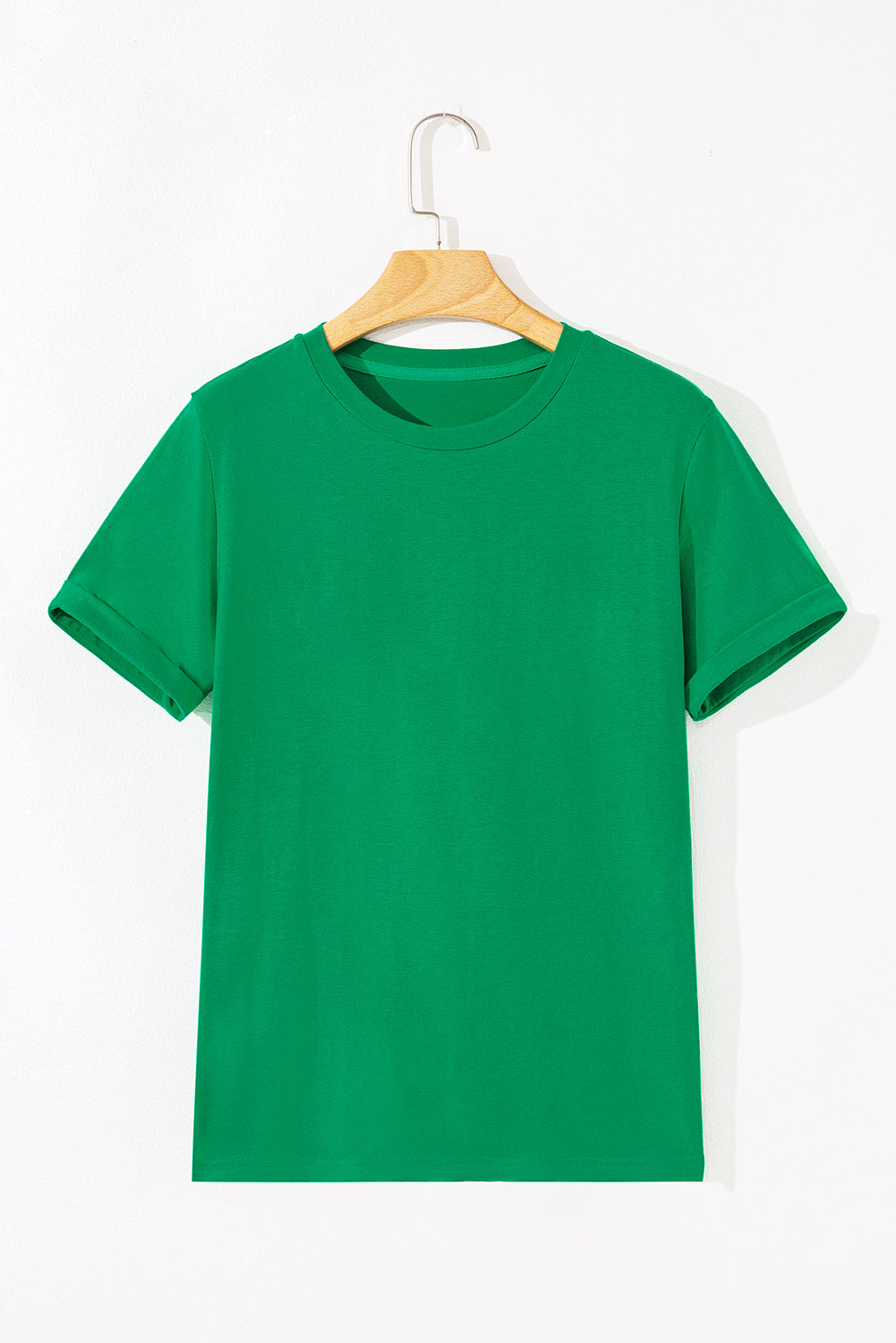 Tillandsia Purple Casual Plain Crew Neck Tee