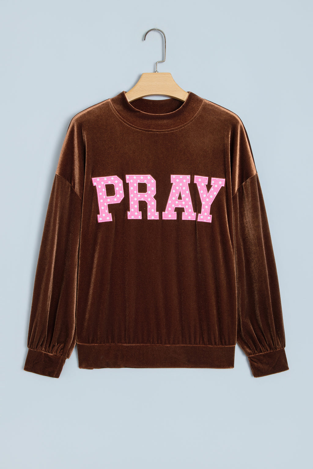 Burgundy Christmas Velvet Graphic Print Long Sleeve Sweatshirt