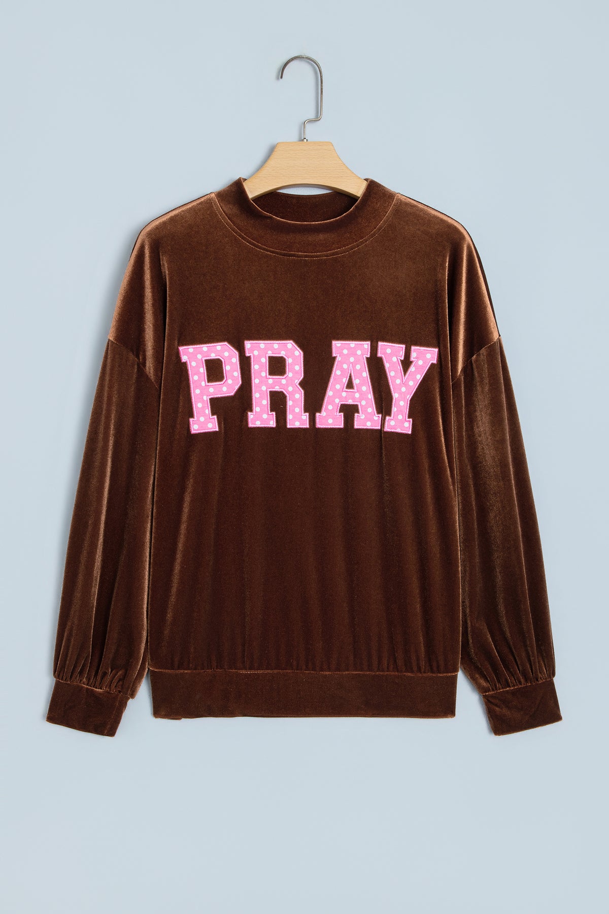 Burgundy Christmas Velvet Graphic Print Long Sleeve Sweatshirt