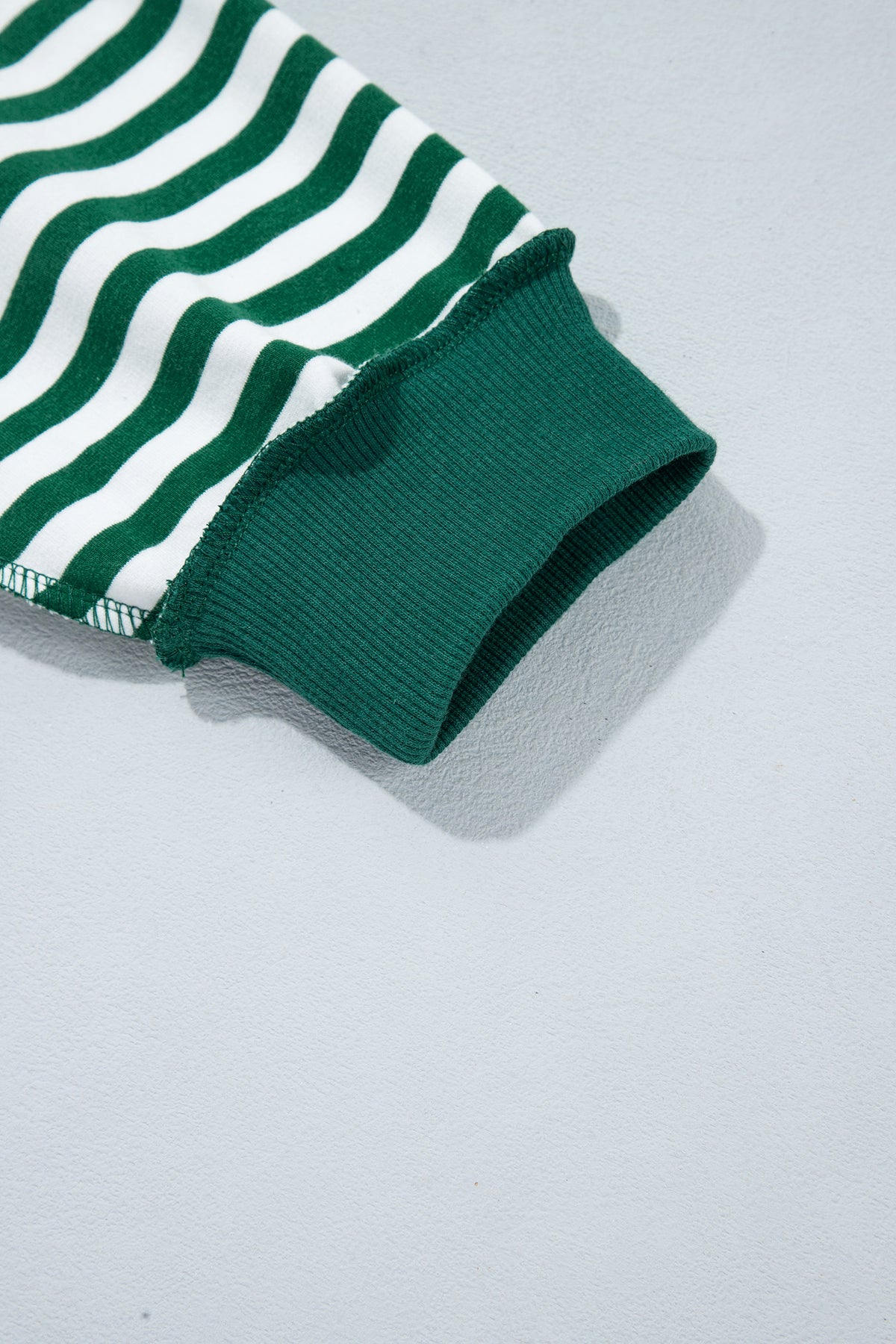 Green Stripe Christmas Slogan Embroidery Patched Mock Neck Oversized Sweatshirt