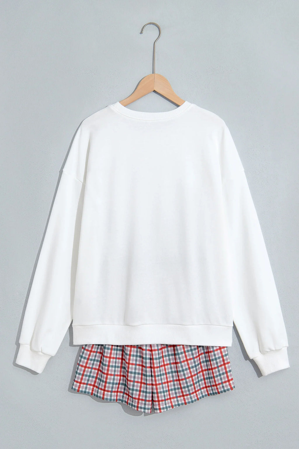 Christmas Merry Plaid Long Sleeve Top & Shorts Set