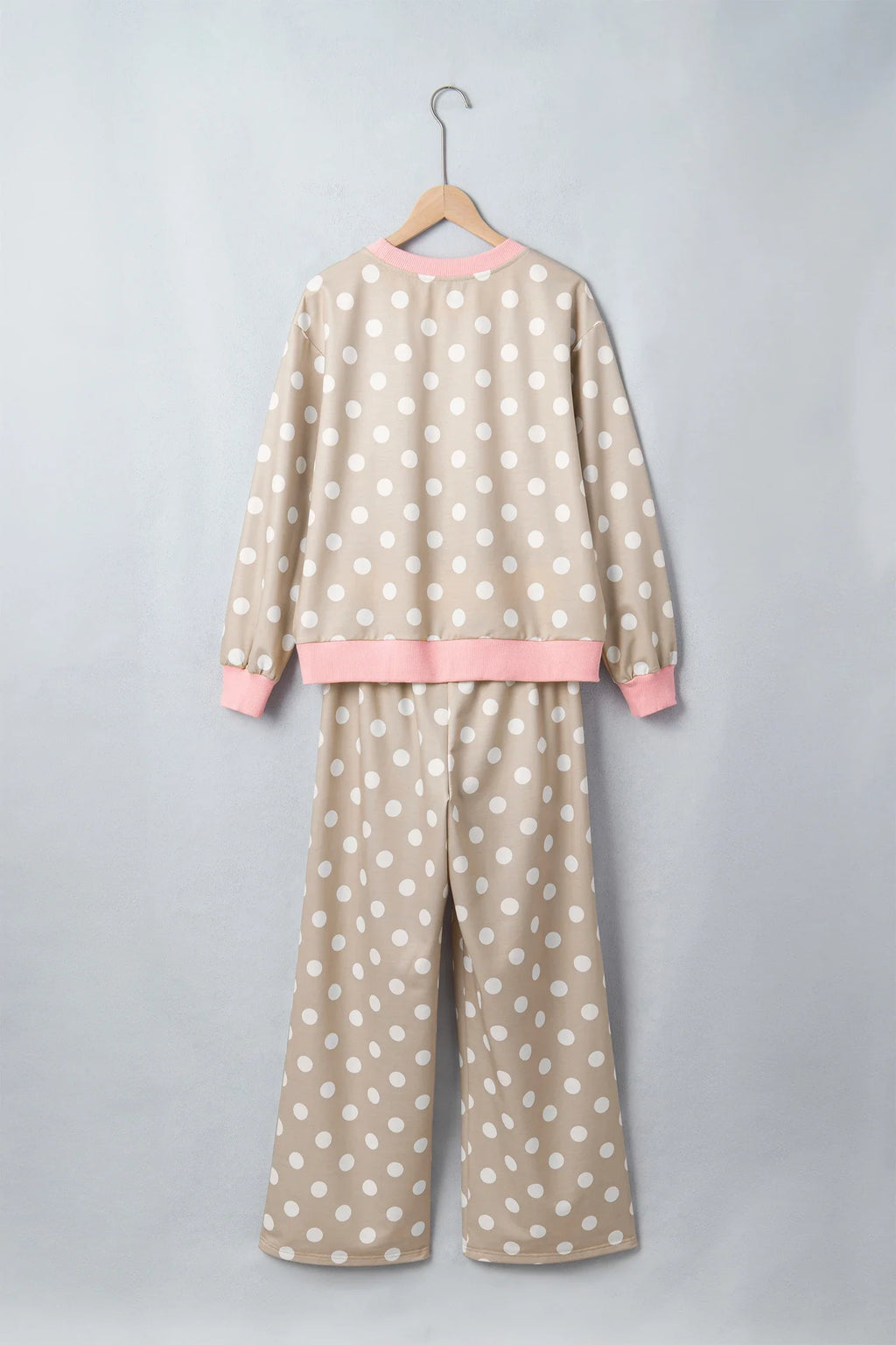 Polka Dot Long Sleeve Top & Drawstring Pants Set