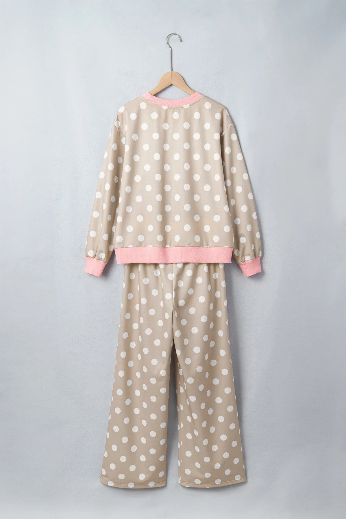 Polka Dot Long Sleeve Top & Drawstring Pants Set