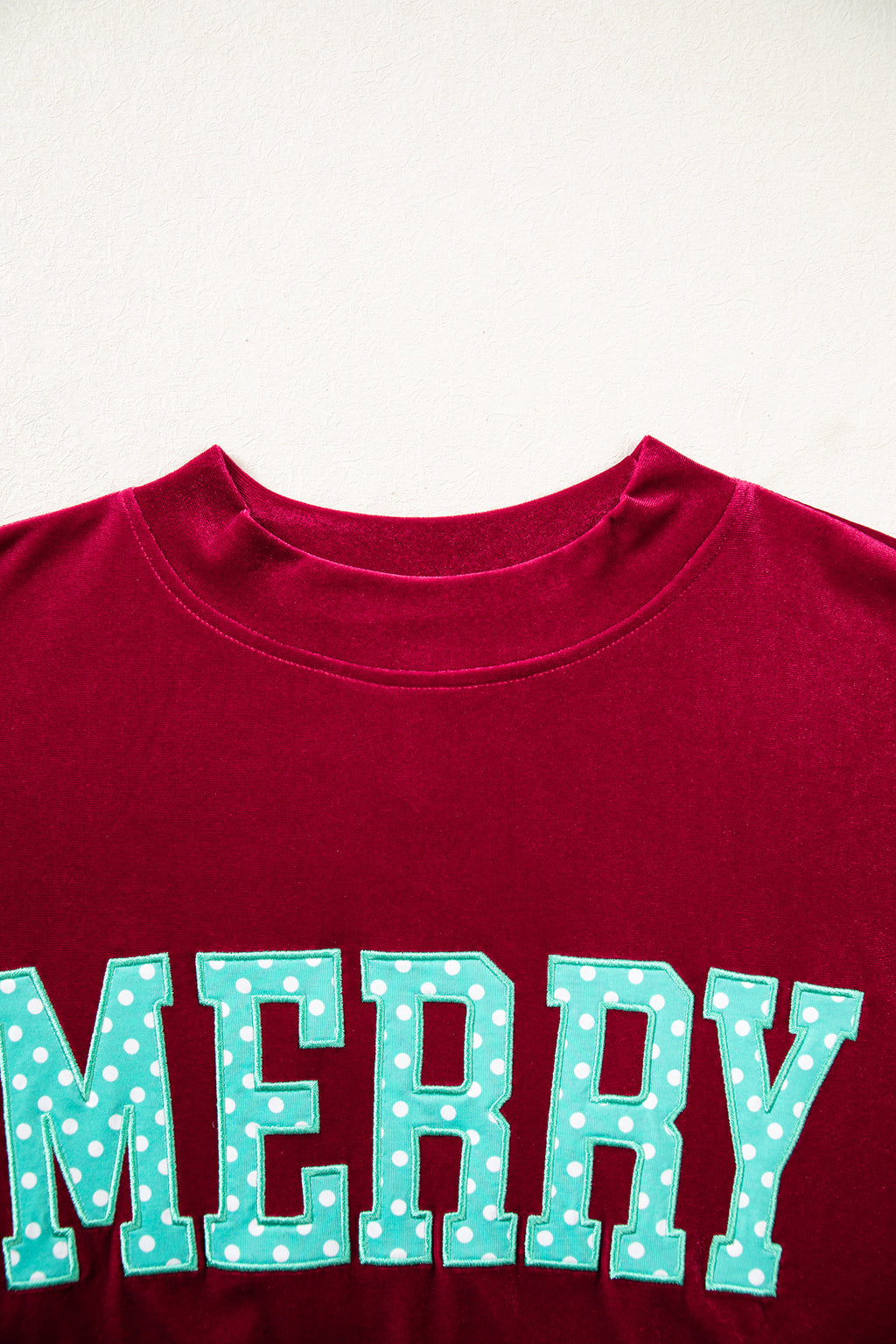 Burgundy Christmas Velvet Graphic Print Long Sleeve Sweatshirt