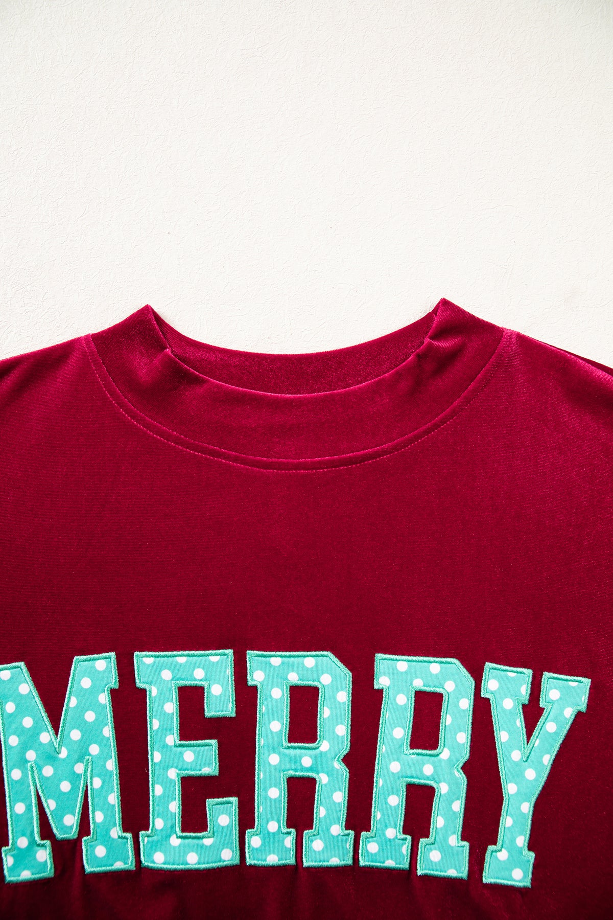 Burgundy Christmas Velvet Graphic Print Long Sleeve Sweatshirt