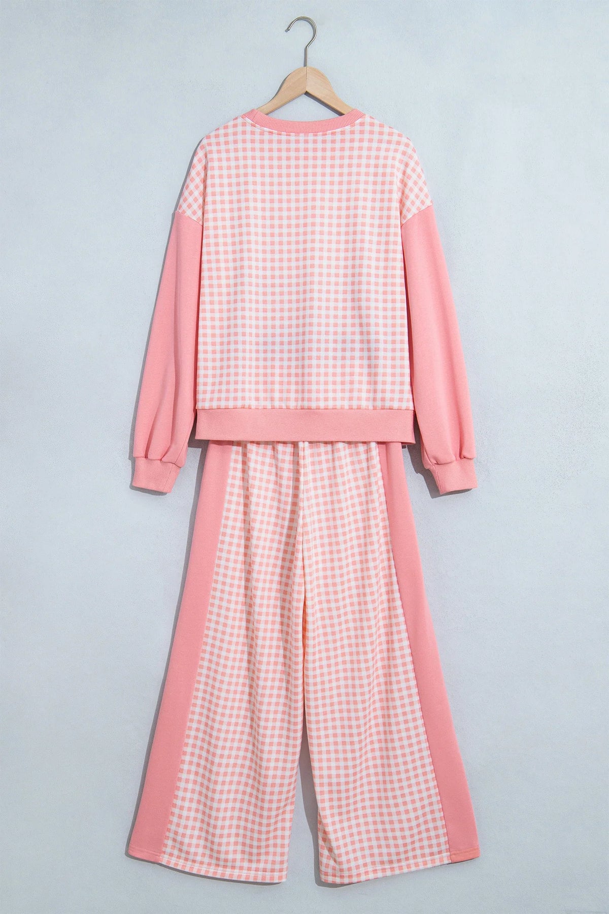 Gingham Patchwork Long Sleeve Top & Pant Set