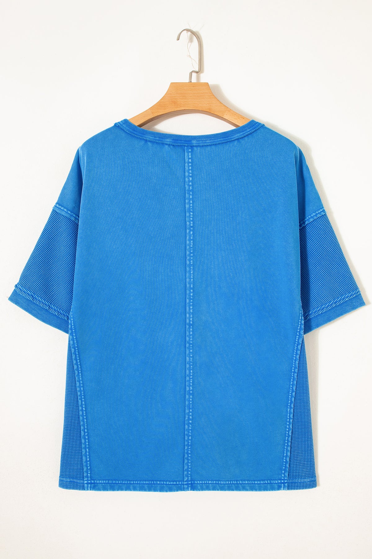 Blue Mineral Wash Star Mesh Patchwork Oversize Tee
