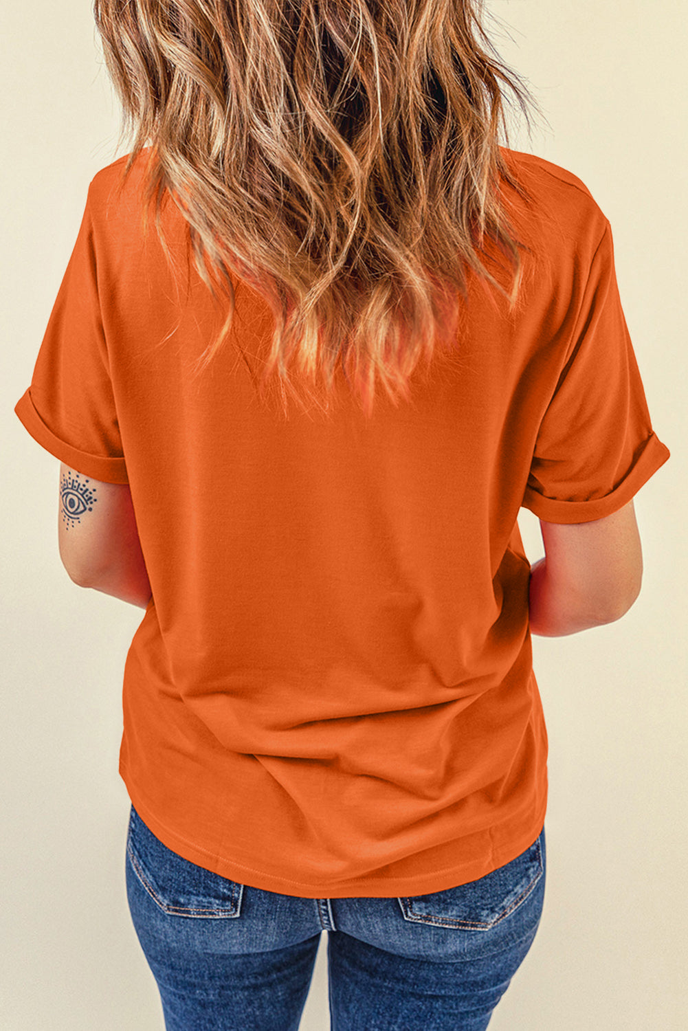 Tillandsia Purple Casual Plain Crew Neck Tee