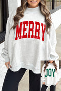 Light Grey Christmas Slogan High Neck Customized Sweatshirt